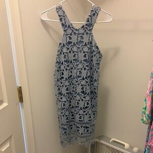 Blue Lace Sleeveless Dress